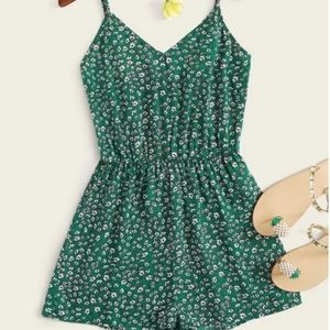 Floral print cami romper
